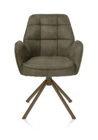 Bell, armstoel - steelbrown frame recht - draaibaar - pocket - stof Calabria - mosgroen