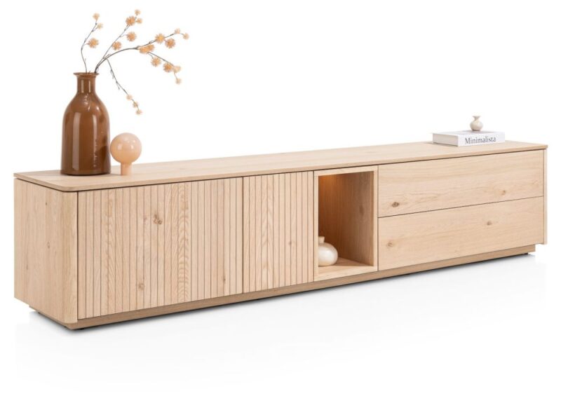 Trenton, Lowboard 210 Cm - 2-Deuren + 2-Laden + 1-Niche - Natural - Afbeelding 3