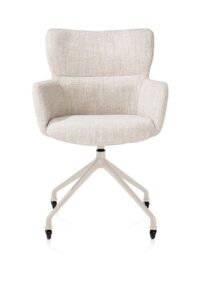 Sage, armstoel + wielen - alu frame in creme - stof Luton - Creme