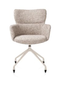 Sage, armstoel + wielen - alu frame in creme - stof Luton - koper