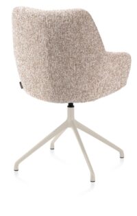 Mats, chaise &agrave; accoudoirs - pi&eacute;tement aluminium 4 pieds creme - pivotante - tissu Luton - Cuivre - Image 2