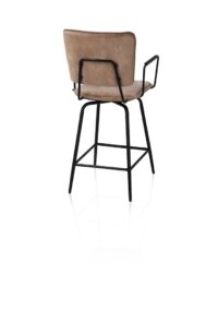 Manou, chaise de bar avec accoudoirs - off black - tissu Karese - Camel - Image 3