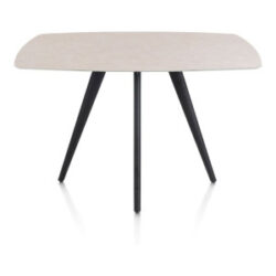 Saluti, bartafel ovaal 150 x 105 cm. - 4 poot - rough off black - Light sand