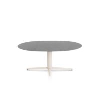 Saluti, eetkamertafel ellips 180 X 105 cm. - centrale teenpoot - creme - Antraciet