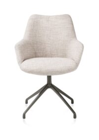 Mats, armstoel aluminium frame 4-poots - draaibaar grafiet - stof Luton - Creme