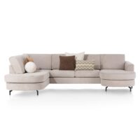 Alcona, U-bank afgerond links - stof Vada - beige