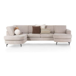 Alcona, U-bank afgerond links - stof Vada - beige