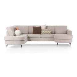 Alcona, canapé en U arrondi à gauche - tissu Vada - beige