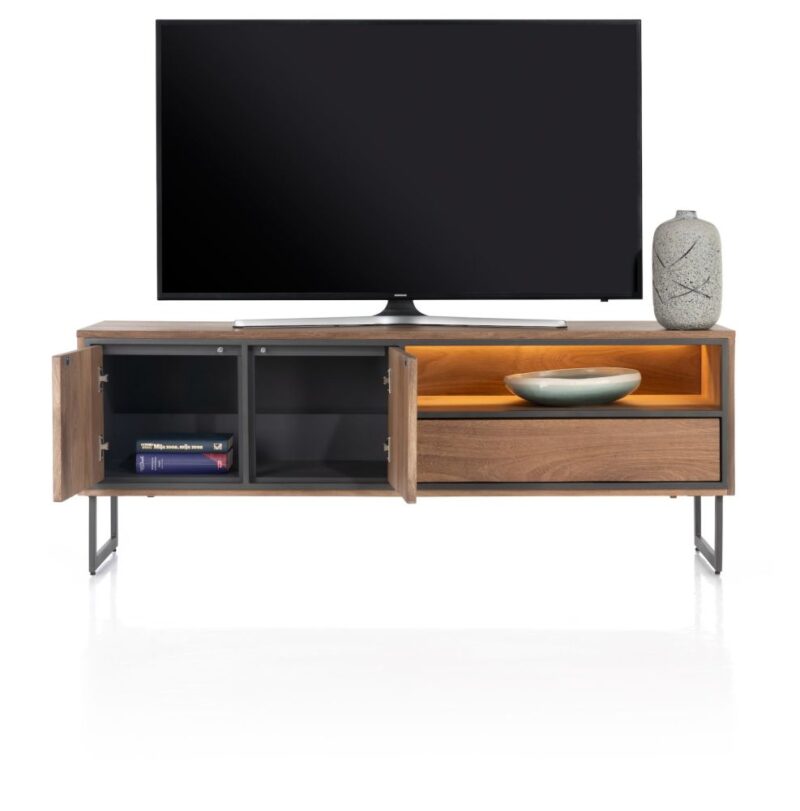 Trapani, Lowboard 160 Cm - 2-Deuren + 1-Lade + 1-Niche (+ Led) - Afbeelding 3