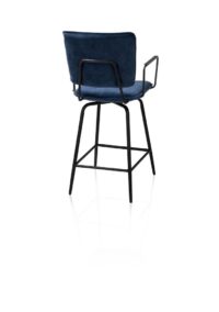 Manou, barstoel met armen - off black - stof Karese - Donkerblauw - Afbeelding 3