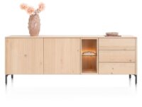 Trenton, Dressoir 210 cm. - 2-deuren + 3-laden + 2-niches - natural