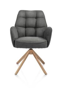 Bell, chaise à accoudoirs - piétement aspect chêne - pivotante - relax - confort ressorts - tissu Calabria - Anthracite
