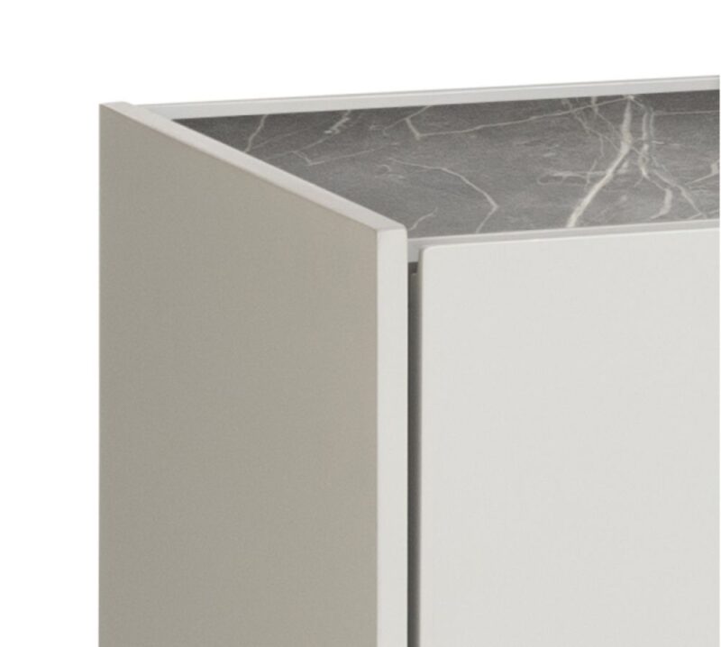 Noon, Lowboard 210 Cm - 3-Deuren + 2-Laden - Bovenblad In Hpl Light Grey - Afbeelding 3