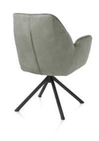 Bell, chaise à accoudoirs - piétement tubulaire noir - pivotante - confort ressorts - tissu Calabria - Olive - Image 3