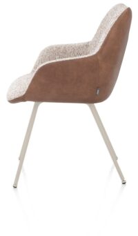 Mats, armstoel 4-poots - creme - combi Pala cognac + Luton koper - Afbeelding 3