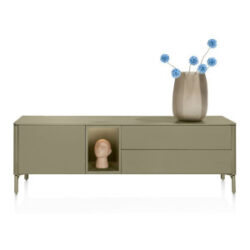 Trentino, Buffet bas 180 cm. - 1 porte + 2 tiroirs + 1 niche - mdf laqu&eacute; - Olive