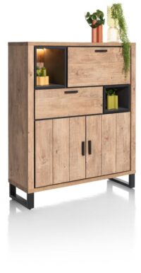 Pavarotti, highboard 125 cm - 2-deuren + 1-lade + 1-klep + 2-niches (+ LED) - Afbeelding 2