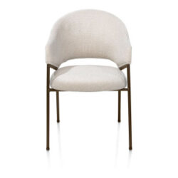 Noel, fauteuil, avec ressorts ensachés, tissu crème Séville, cadre steelbrown - Creme