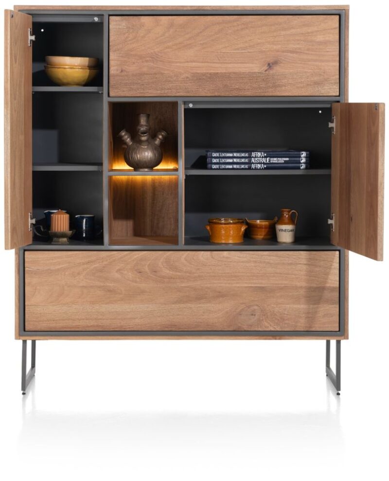 Trapani, Highboard 120 Cm - 2-Deuren + 2-Laden + 2-Niche (+ Led) - Afbeelding 3