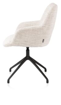 Mats, armstoel aluminium frame 4-poots - draaibaar rough off black - stof Luton - Creme - Afbeelding 3