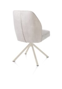 Bell, chaise - piétement tubulaire crème - pivotante - confort ressorts - combi Calabria/Vada - Caillou - Image 3