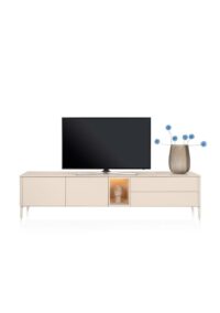 Trentino, Lowboard 240 cm. - 2-deuren + 2-laden + 1-niche - mdf gelakt - Creme