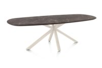 Caletta, eetkamertafel ovaal 240 x 105 cm. - HPL Primo Laminato blad - centrale kruispoot cr&egrave;me - Marble brown - Afbeelding 2
