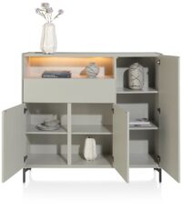 Noon, dressette 148 cm - 3-deuren + 1-lade + 1-niche (+ LED) - geheel silk grey - Afbeelding 2