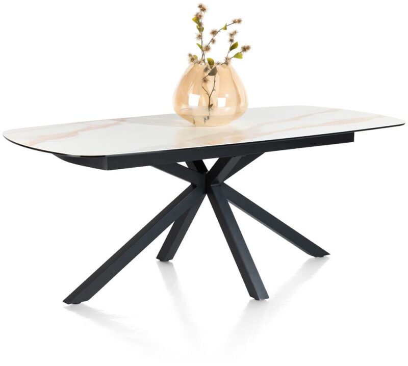 Montello, Eetkamertafel 200 X 100 Cm - Centrale Poot - Keramiek Blad - Wit - Afbeelding 2