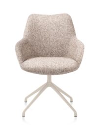 Mats, chaise &agrave; accoudoirs - pi&eacute;tement aluminium 4 pieds creme - pivotante - tissu Luton - Cuivre