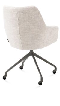 Mats, armstoel aluminium frame wielen grafiet - stof Luton crème - Creme - Afbeelding 2
