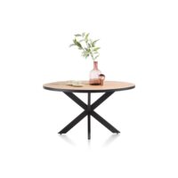 Avalox, table ronde 130 x 110 cm - couleur oak natural vintage - centrale pied