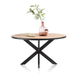 Avalox, eetkamertafel rond 130 x 110 cm - kleur oak natural vintage - centrale poot