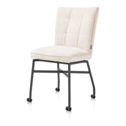 Eden, eetkamerstoel - metalen frame wielen - pocket - greep Livigno cr&egrave;me + accent in Calabria cr&egrave;me