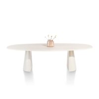 Lund, table ovale 270 x 120 cm. - stone-skin - pied cone - Nebbia