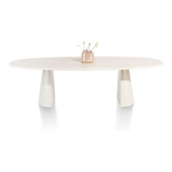 Lund, table ovale 270 x 120 cm. - stone-skin - pied cone - Nebbia