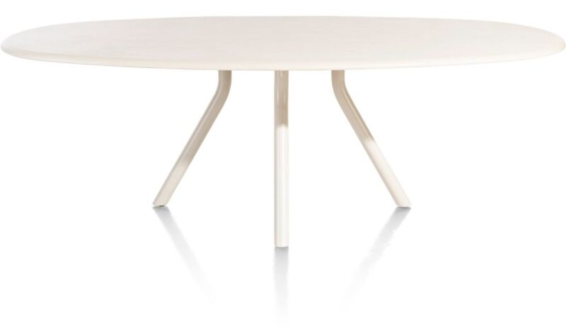 Lund, Table Ovale 240 X 120 Cm. - Stone-Skin - Pied Central Long - Nebbia - Image 2