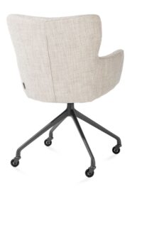 Sage, armstoel + wielen - alu frame in graphiet - stof Luton - Creme - Afbeelding 2