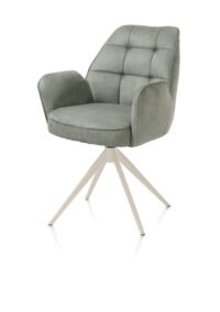 Bell, chaise à accoudoirs - piétement crème - pivotante - relax - confort ressorts - tissu Calabria - Olive - Image 2