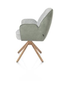 Bell, chaise à accoudoirs - piétement aspect chêne - pivotante - confort ressorts - combi Calabria/Vada - Olive - Image 3