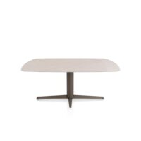 Saluti, eetkamertafel ovaal 180 X 105 cm. - centrale teenpoot - steelbrown - Light sand