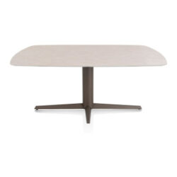 Saluti, table ovale 180 X 105 cm. - pied central - steelbrown - Light sand