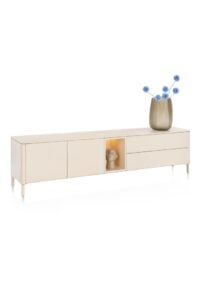 Trentino, Lowboard 210 cm. - 2-deuren + 2-laden + 1-niche - mdf gelakt - Creme - Afbeelding 3