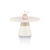 Lund, table ronde 140 cm. - stone-skin - pied cone - Nebbia