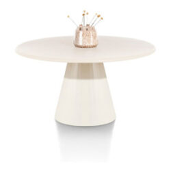 Lund, table ronde 140 cm. - stone-skin - pied cone - Nebbia