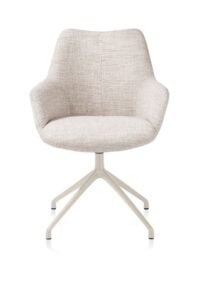 Mats, armstoel aluminium frame 4-poots - draaibaar creme - stof Luton - Creme