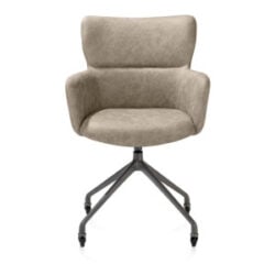 Sage, chaise à accoudoirs + roulettes - pietement aluminium graphite - tissu Oregon - beige