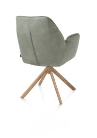 Bell, armstoel - eikenprint frame - draaibaar - pocket - stof Calabria - Olijf - Afbeelding 3
