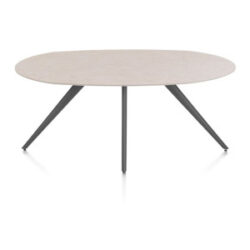 Saluti, table ellipse 180 x 105 cm. - 4 pieds - graphite - Light sand