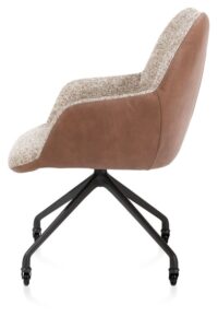 Mats, chaise &agrave; accoudoirs-pi&eacute;tement aluminium rough off black + roulettes Pala cognac + Luton cuivre - Image 3